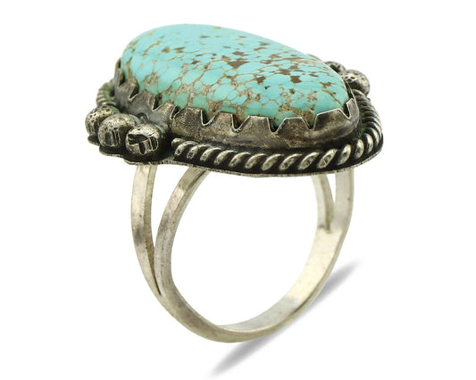 Navajo Ring .925 Silver Kingman Turquoise Native American Artist C.80's