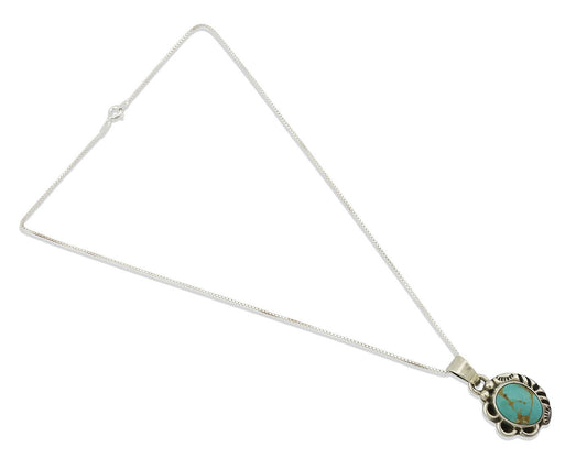 Navajo Pendant .925 Silver Kingman Turquoise Artist Signed Gecko C.80's