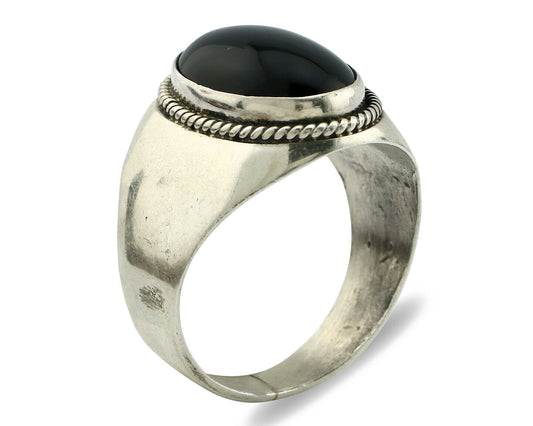 Navajo Ring .925 Silver Handmade Black Onyx Native American Artist C.80's