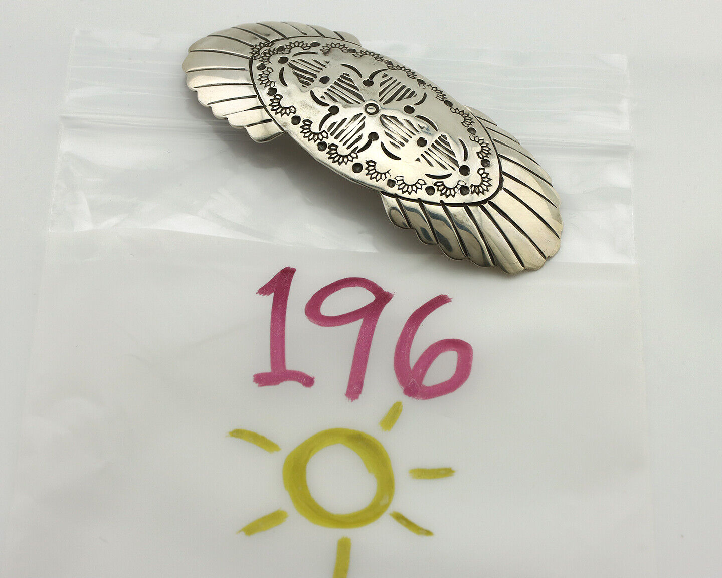 Navajo Hair Clip Barrette .925 Silver Hand Stamped Artist Signed C Montoya C80s