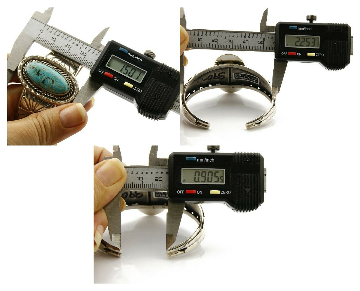 Navajo Bracelet .925 Silver Handmade Overlay Pattern Cuff Signed D2 C.80's