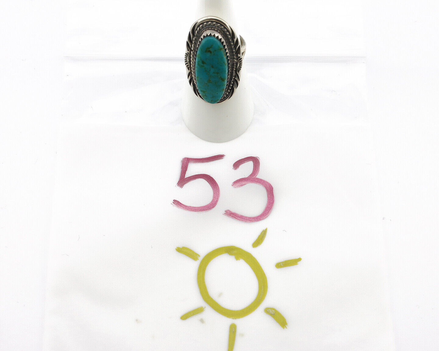 Navajo Ring 925 Silver Natural Blue Turquoise Native American Artist C.80's