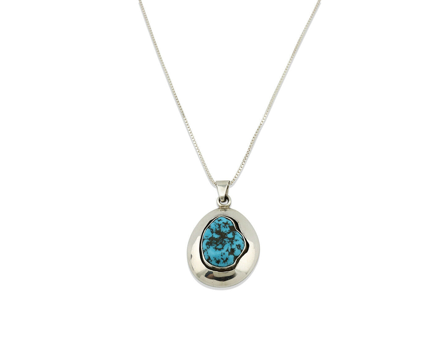 Navajo Necklace .925 Silver Sleeping Beauty Turquoise Signed C Montoya C.80's