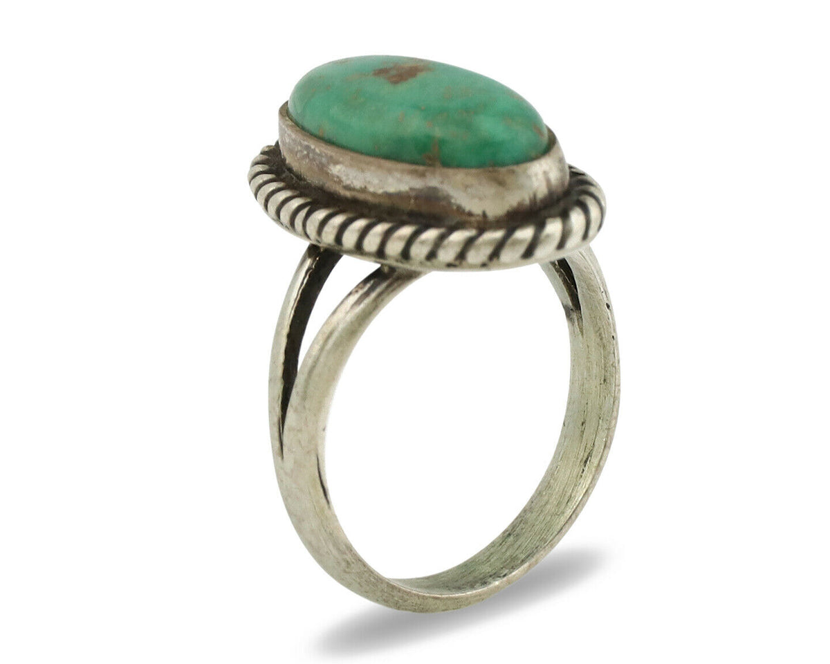 Navajo Ring .925 Silver Manassas Turquoise Artist Native American C.1980's