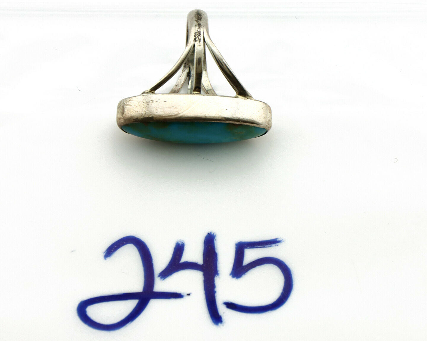 Navajo Ring .925 Silver Nevada Turquoise Native American Artist C.80's