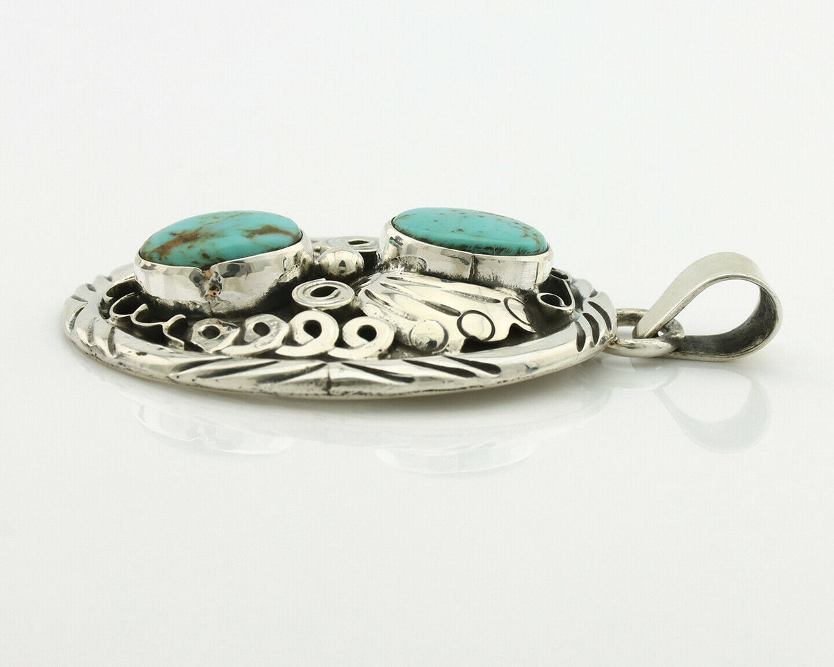 Navajo Necklace .925 Silver Kingman Turquoise Native American C.80's