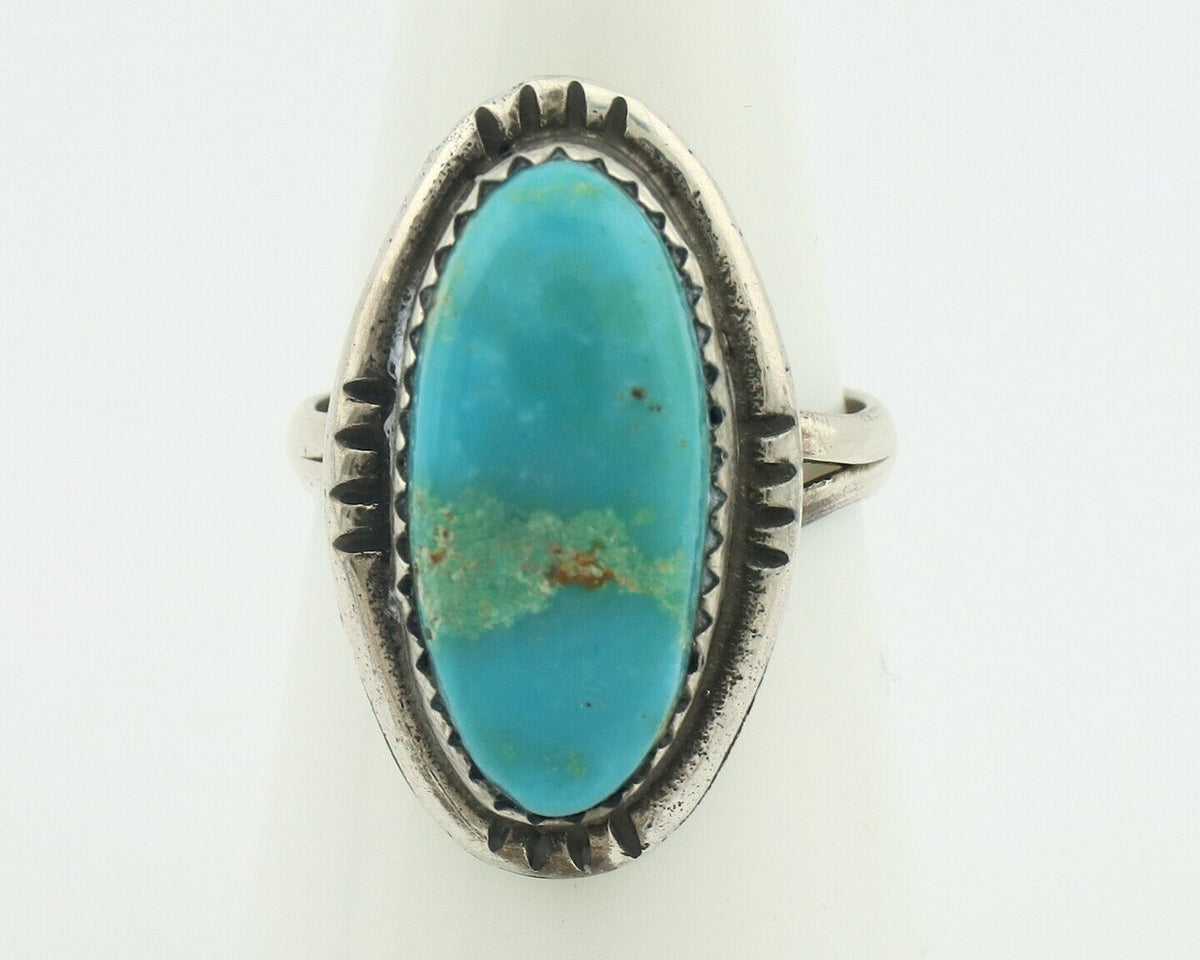 Navajo Ring .925 Silver Natural Blue Turquoise Native American Artist C.80's