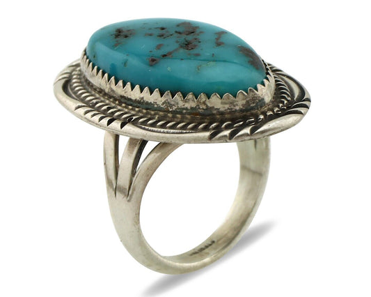 Navajo Ring 925 Silver Natural Blue Turquoise Native American Artist C.80's