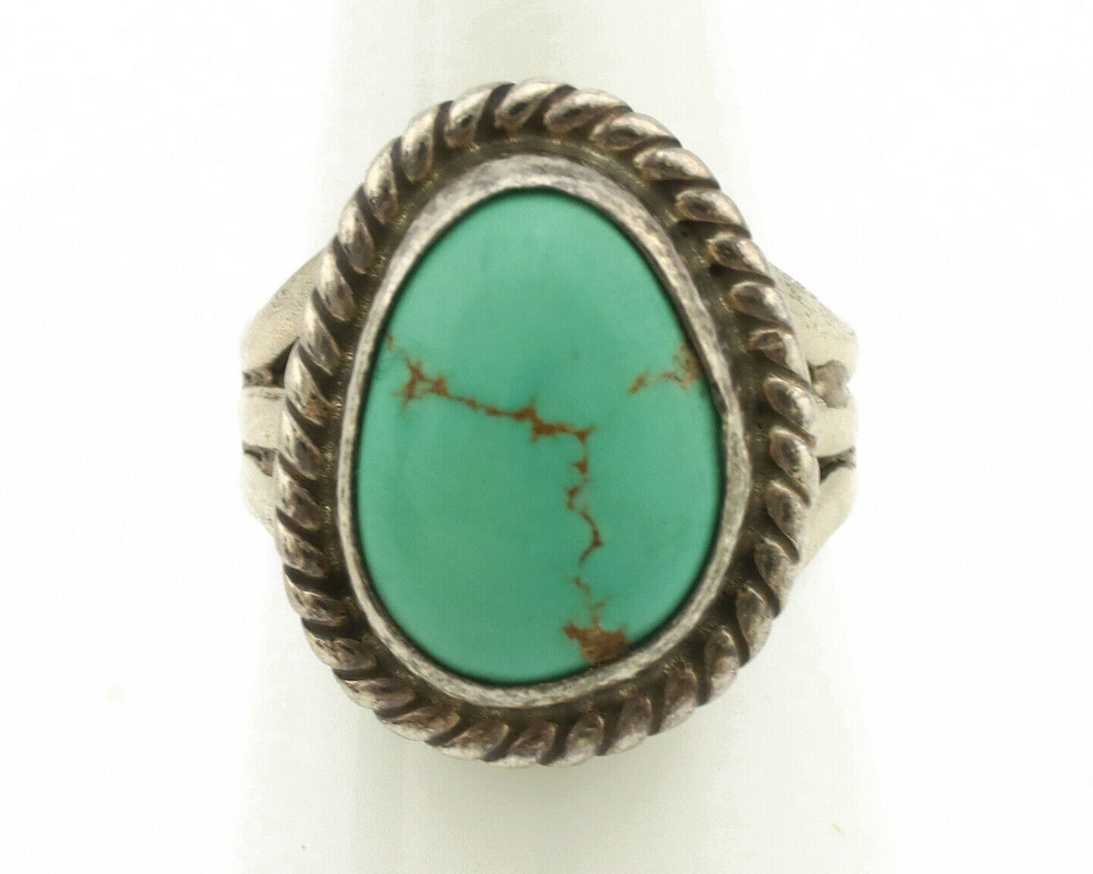 Navajo Ring .925 Silver Kingman Turquoise Native American Artist C.1980's