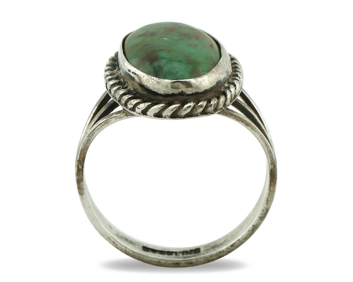 Navajo Ring 925 Silver Turq Mtn Turquoise Native American Artist C.80's