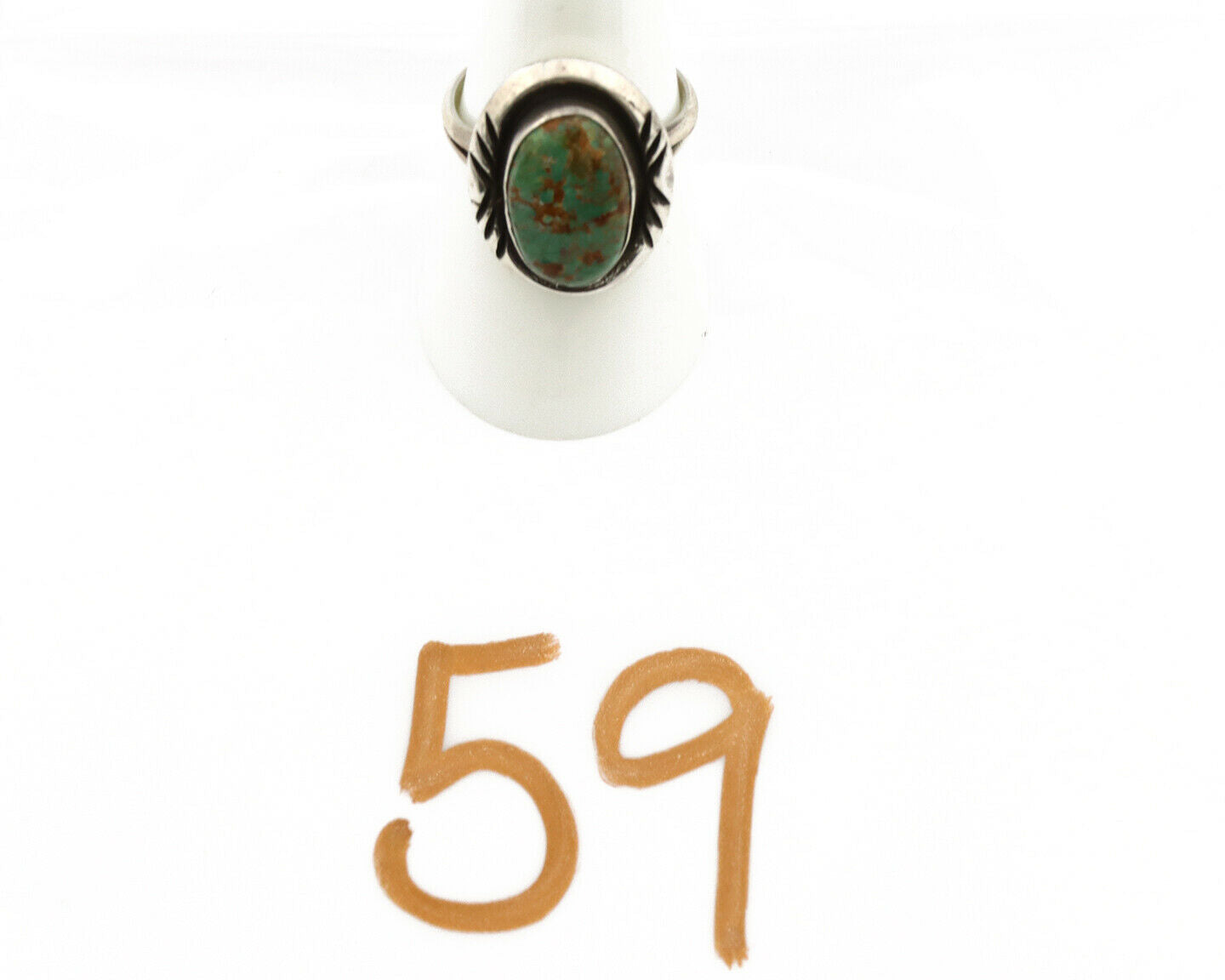 Navajo Ring .925 Silver Kingman Turquoise Native American Artist C.1980's