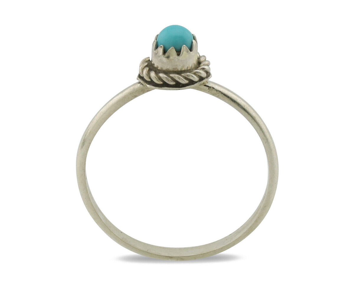 Navajo Ring .925 Silver Blue Turquoise Size 4.75 Native Artist C.1980s