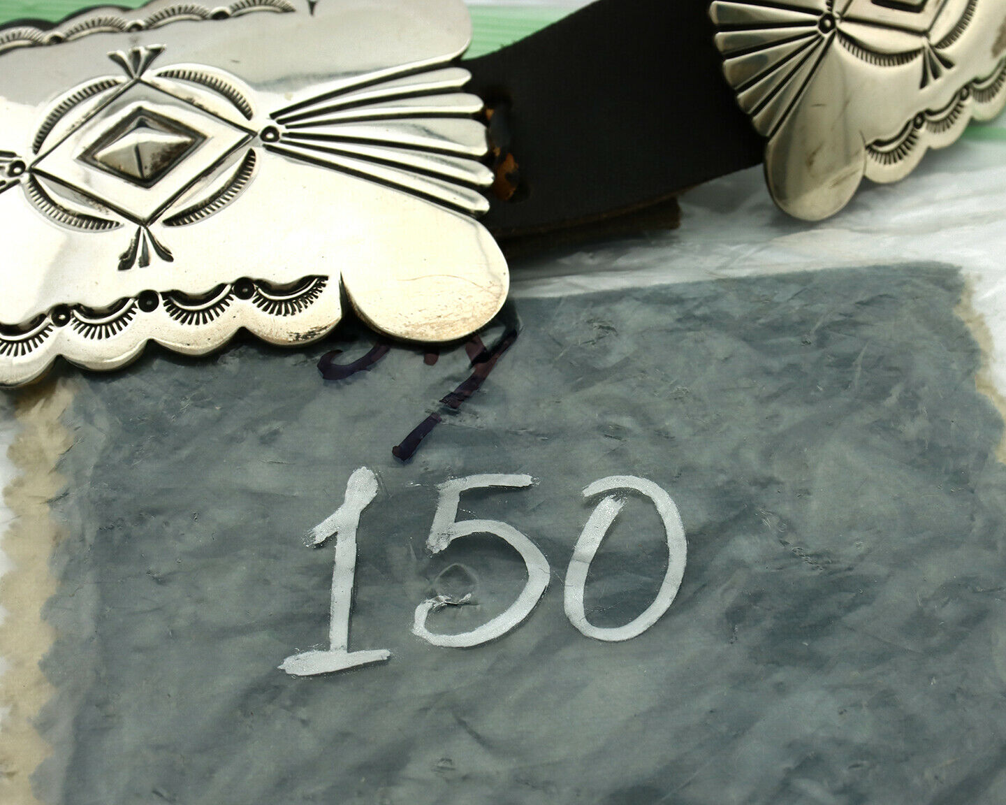 Navajo Concho Belt .925 Silver Hand Stamped Artist Mike Begay C.80's