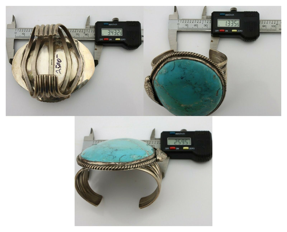 Women's Navajo .925 Silver Kingman Turquoise Native American Artist C.80's