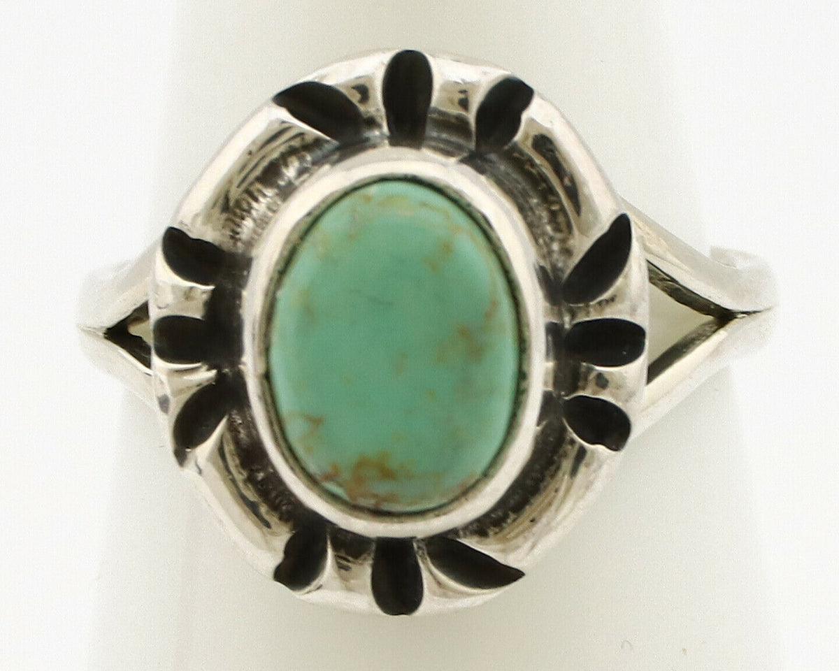 Navajo Ring .925 Silver Kingman Turquoise Artist Signed Gecko C.90's