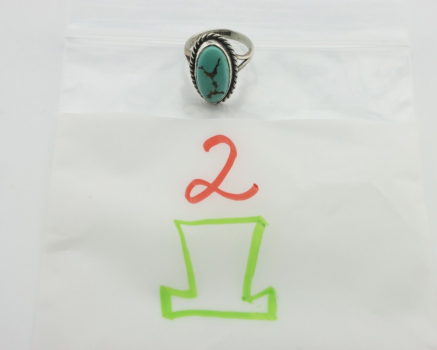 Navajo Ring .925 Silver Natural Blue Turquoise Native American Artist C.80's