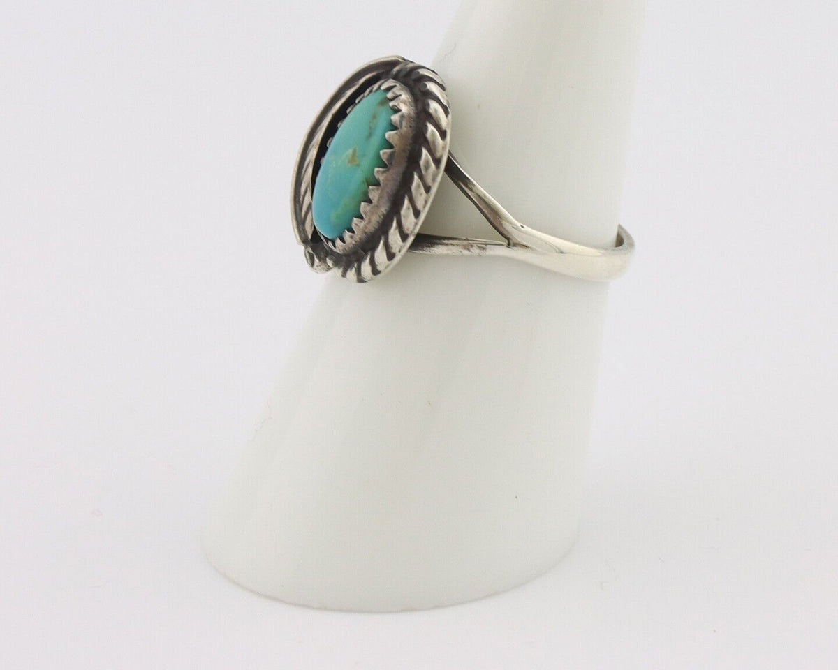 Navajo Handmade Ring 925 Silver Kingman Turquoise Native Artist C.80's