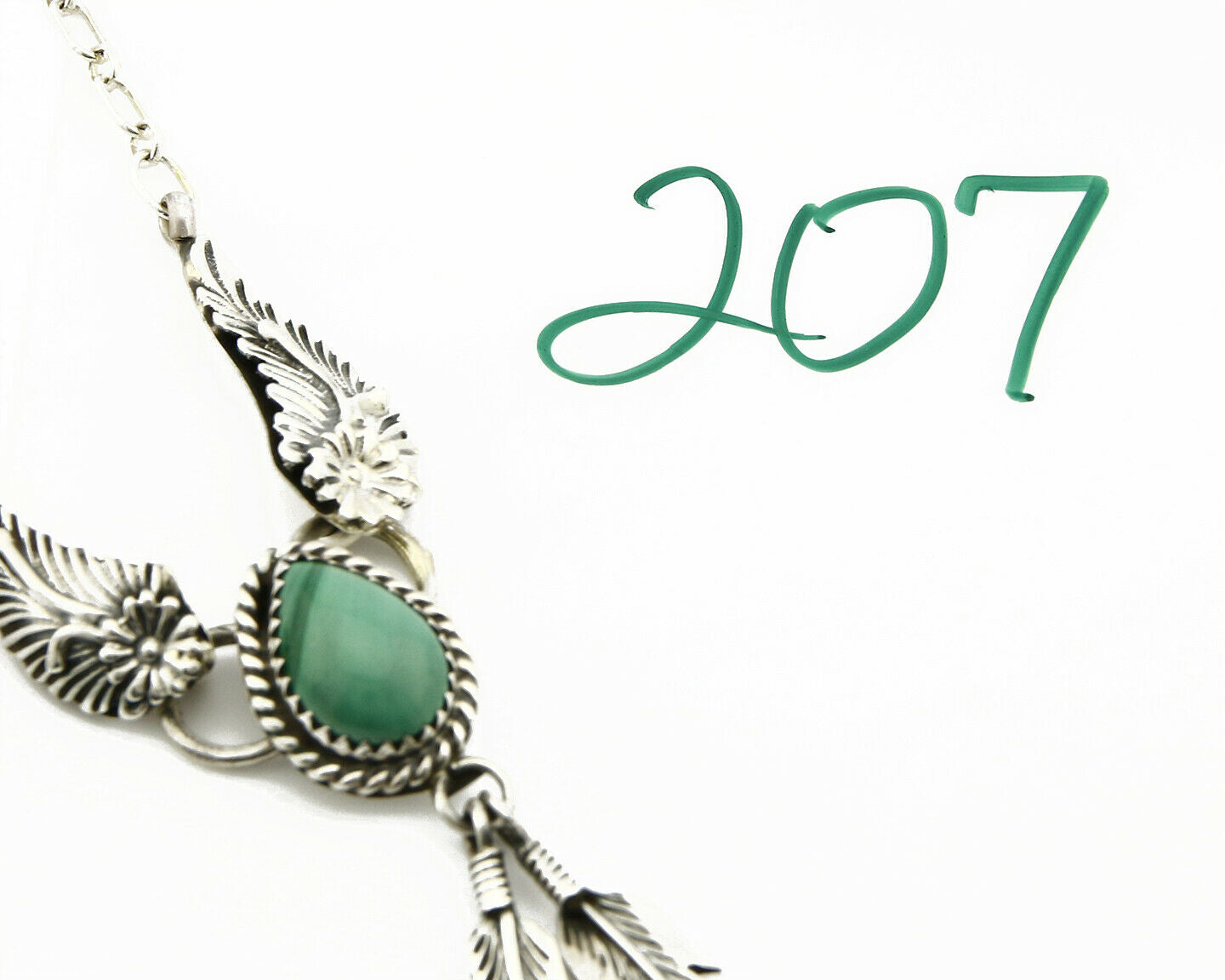 C. 1990 Navajo Handmade .925 Silver & Natural Malachite Necklace