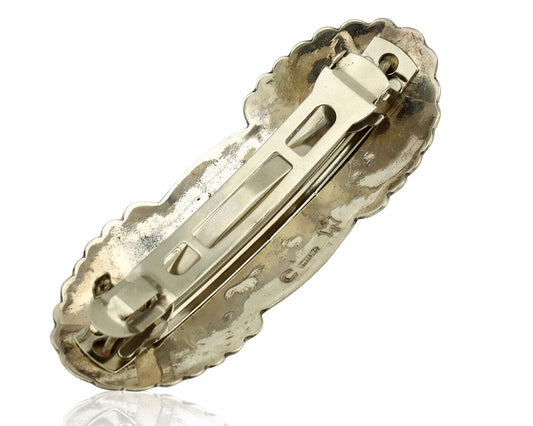 Navajo Hair Clip Barrette .925 Silver Hand Stamped Artist Signed C Montoya C80s