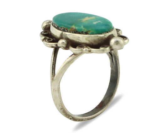 Navajo Ring .925 Silver Green Turquoise Artist Signed Billy Eagle C.90's