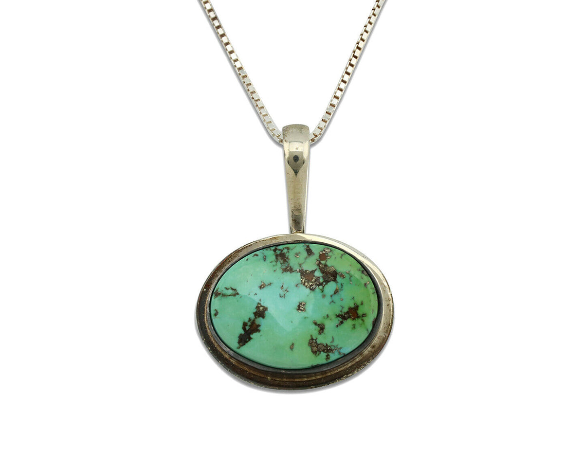 Navajo Necklace .925 Silver Fox Kingman Turquoise Signed Doug Zachary C.1980's