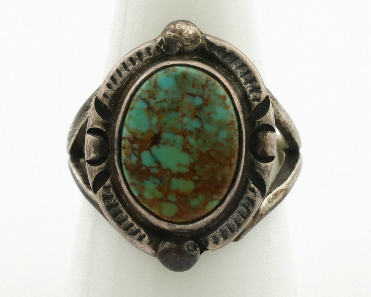 Navajo Ring .925 Silver Blue Turquoise Artist Signed Gecko C.1980's