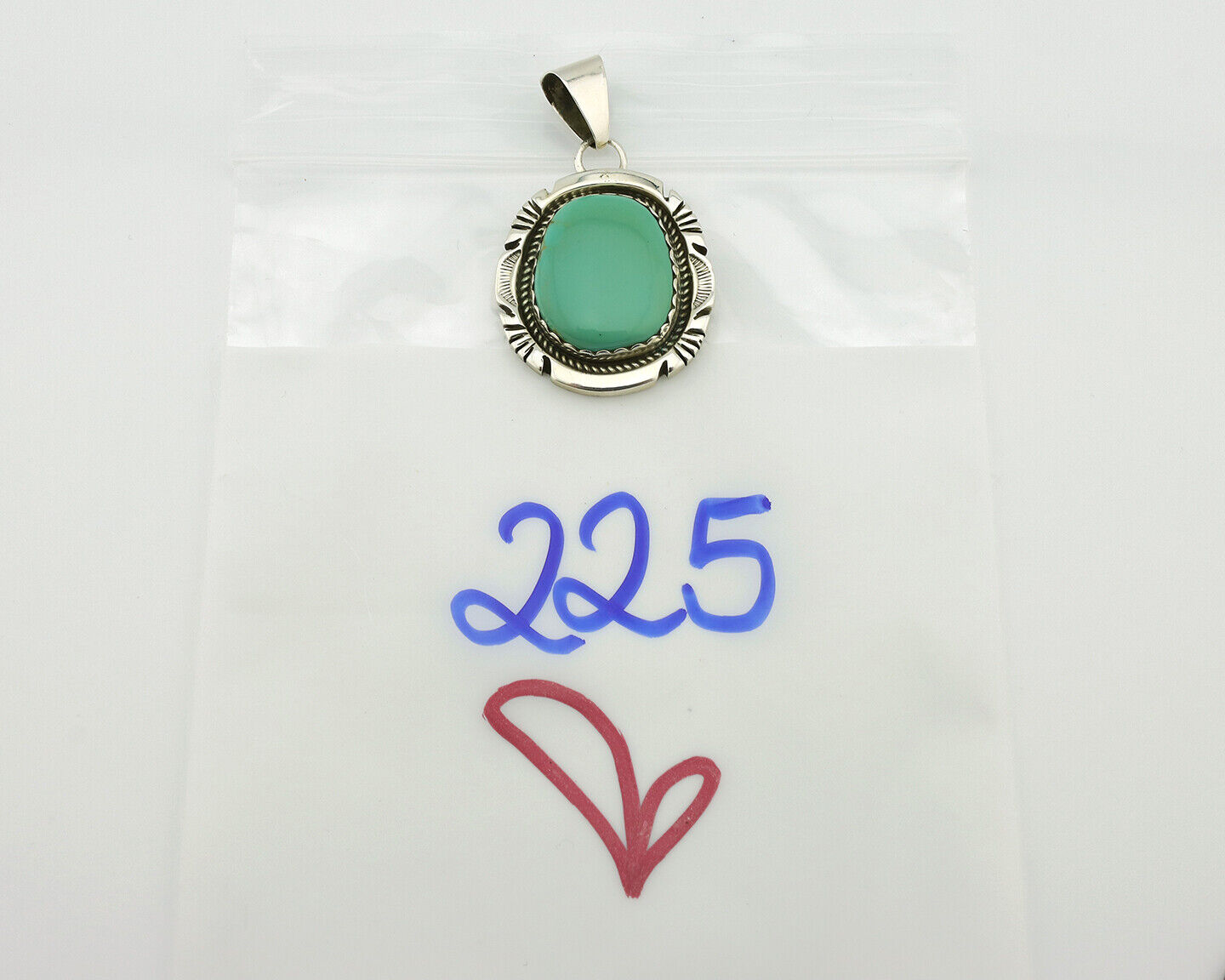 Navajo Necklace .925 Silver Arizona Turquoise Signed Jon McCray C.1980's