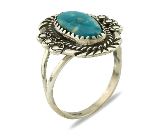 Navajo Ring .925 Silver Blue Turquoise Native American Artist C.1980's