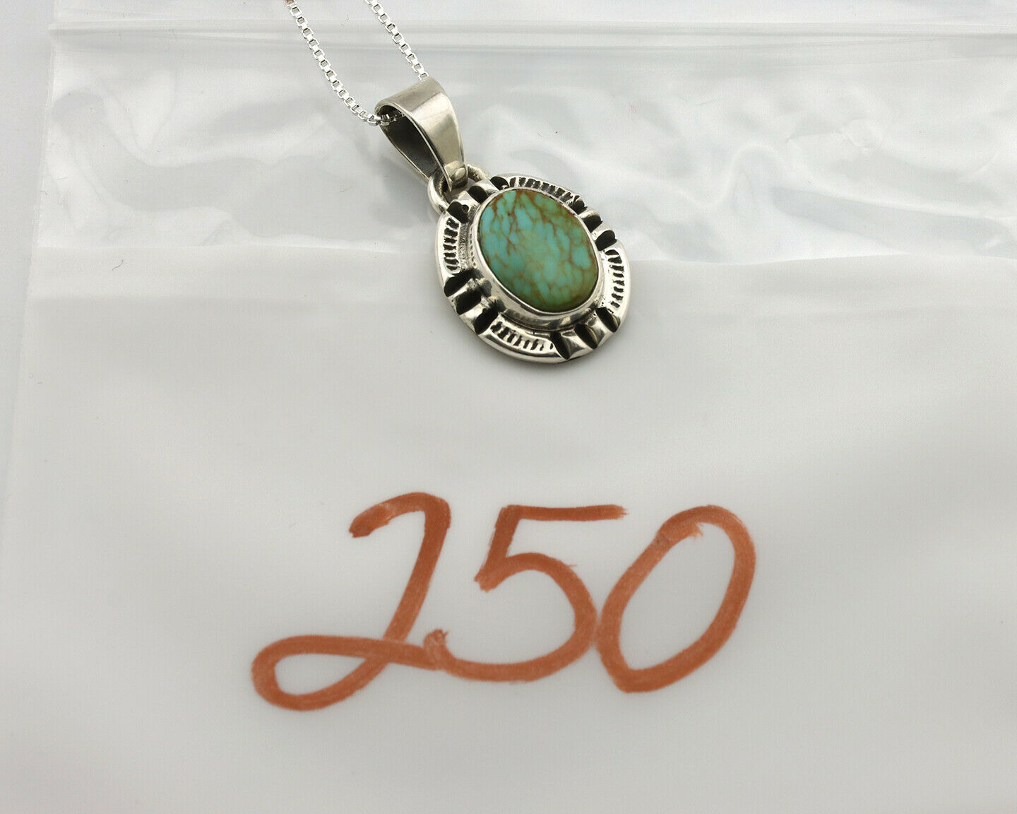 Navajo Pendant .925 Silver Kingman Turquoise Artist Signed Gecko C.80's
