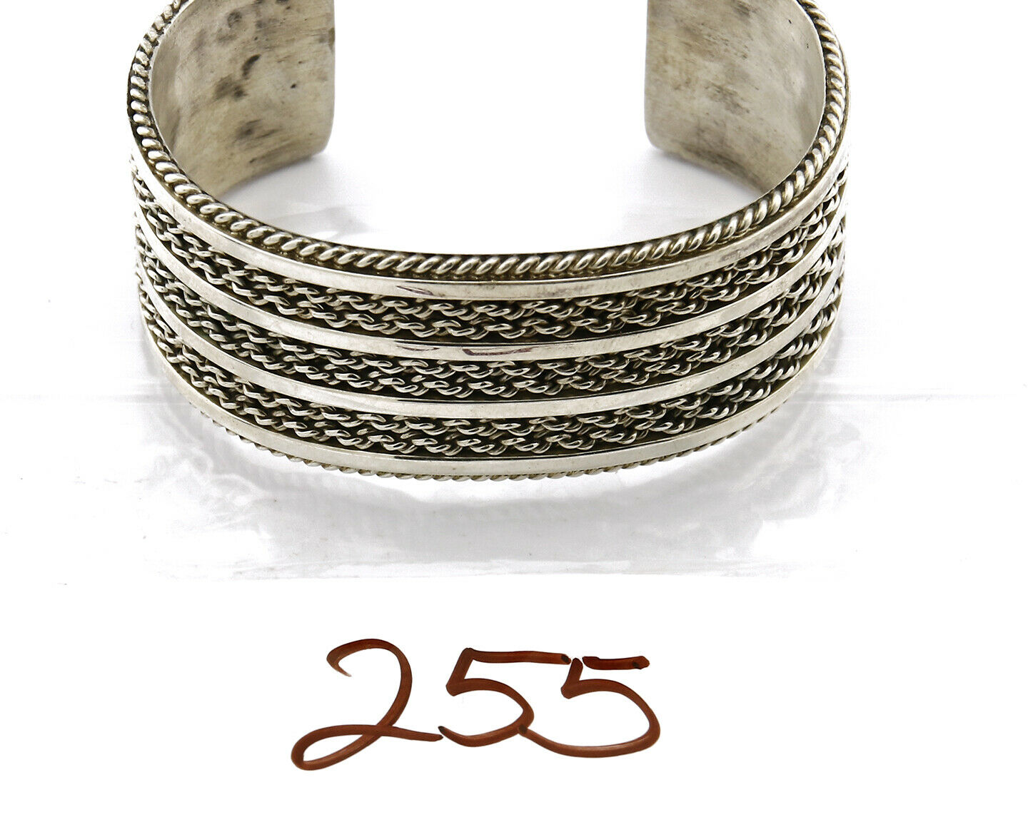 Women's Navajo Bracelet .925 Silver Hand Stamped Cuff Signed TAHE C.1980's