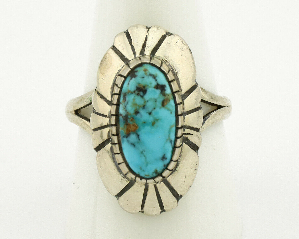 Navajo Ring .925 Silver Arizona Turquoise Signed M Montoya C.80's