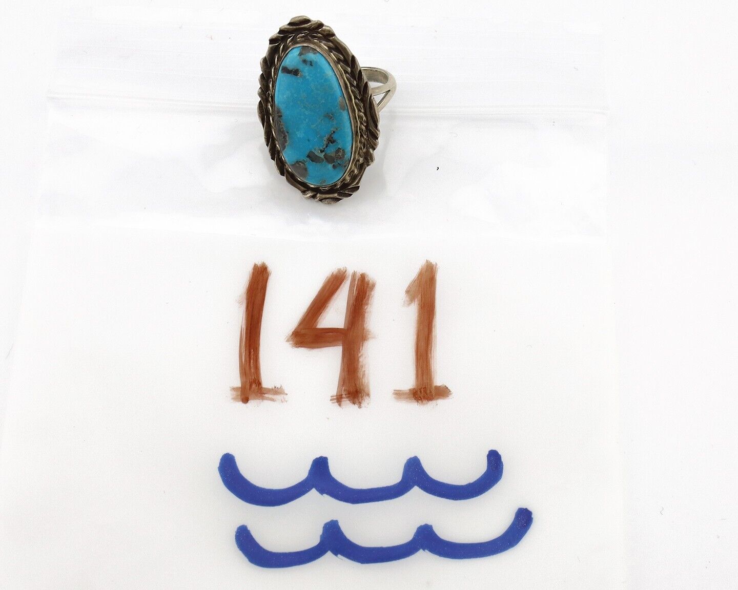 Navajo Ring 925 Silver Blue Turquoise Artist Signed Billy Eagle C.80s