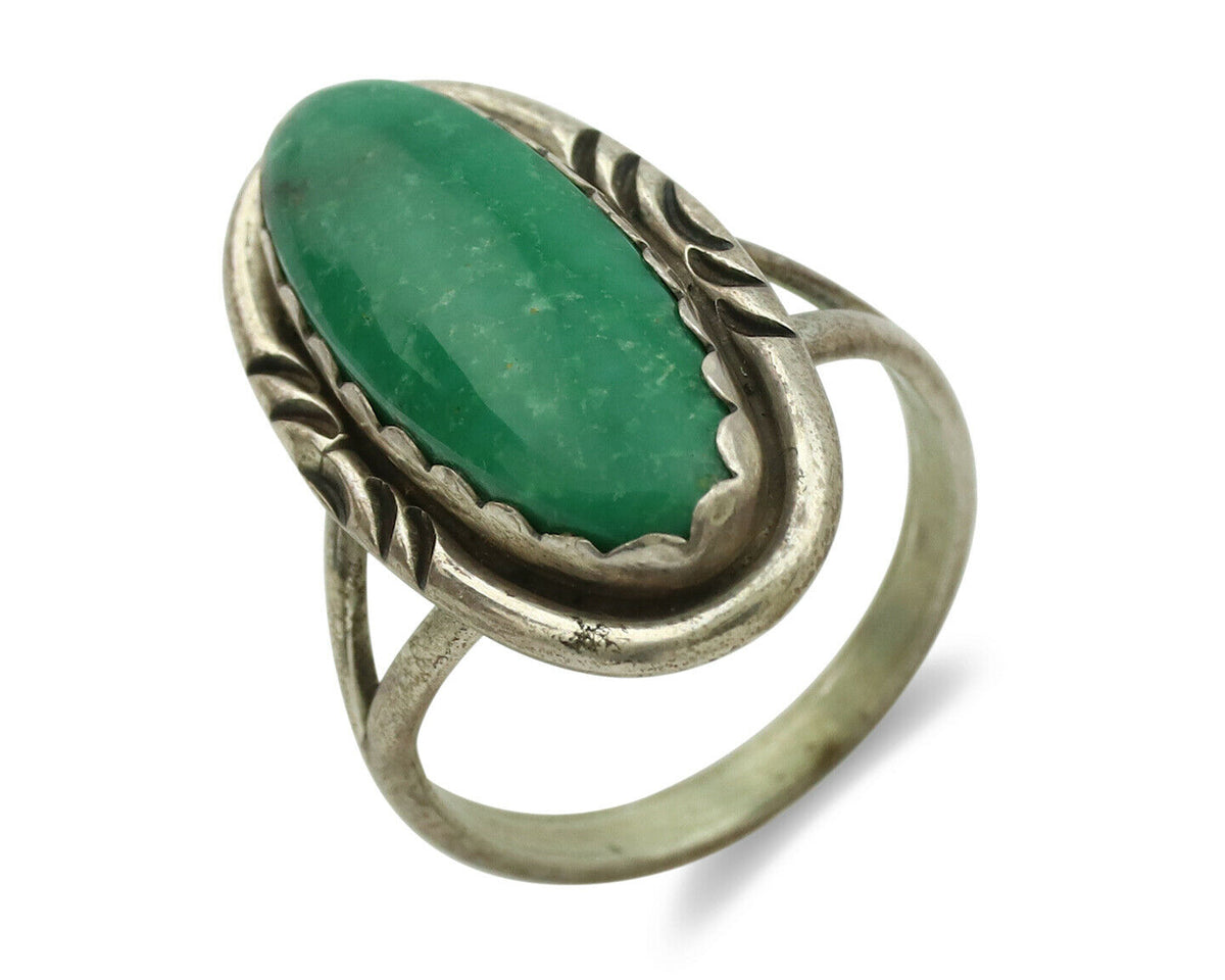 Navajo Ring .925 Silver Kingman Turquoise Native American Artist C.1980's