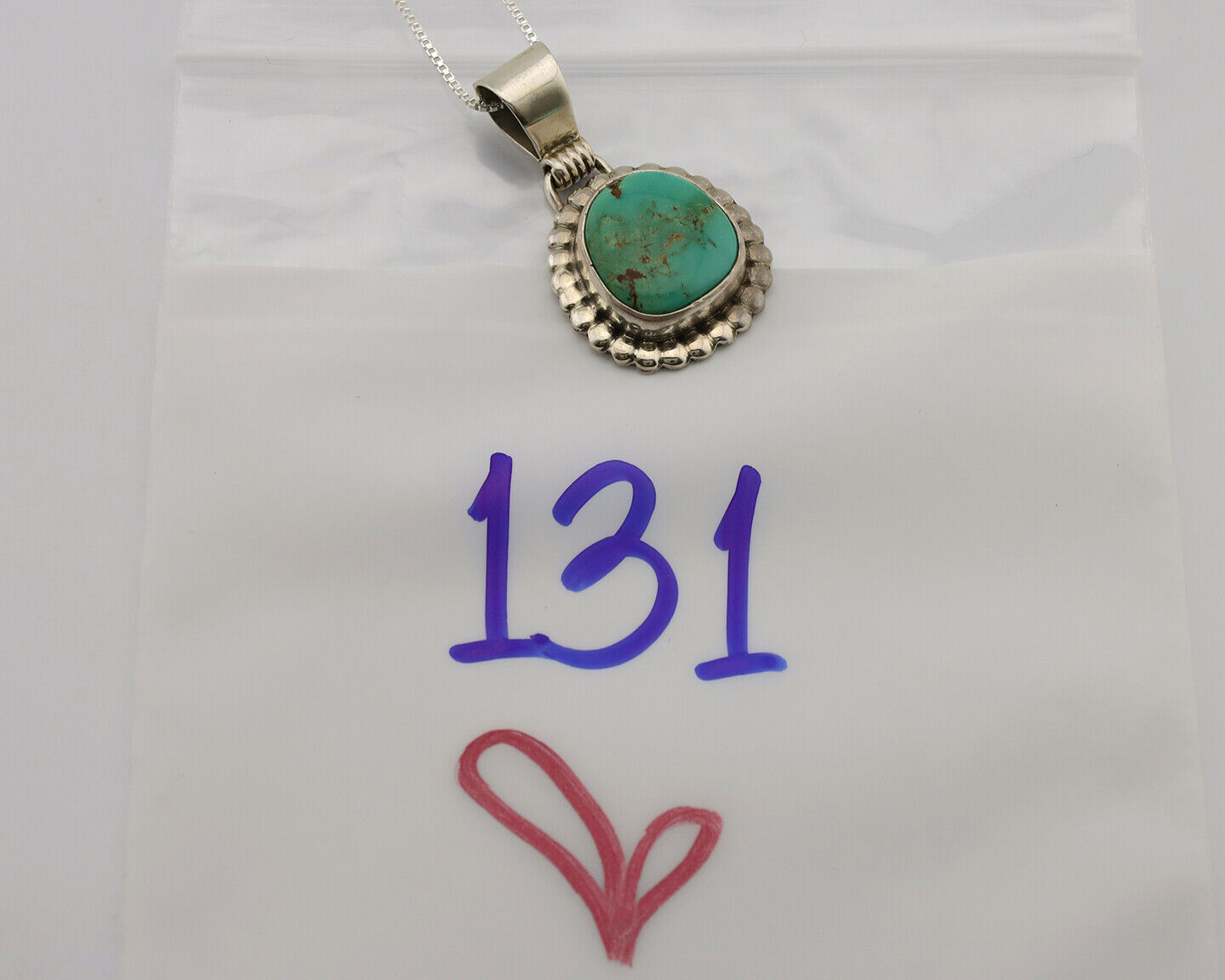 Navajo Necklace .925 Silver Kingman Turquoise Native American Signed C.1980's