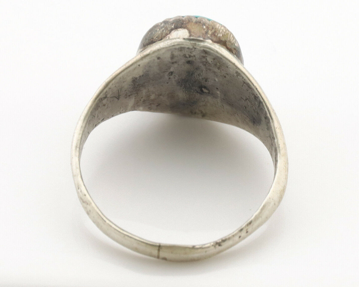 Zuni Ring .925 Silver Natural Blue Turquoise Native American Artist C.1980's
