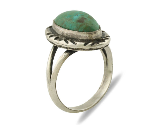 Navajo Ring .925 Silver Natural Mined Turquoise Artist Signed C.80's