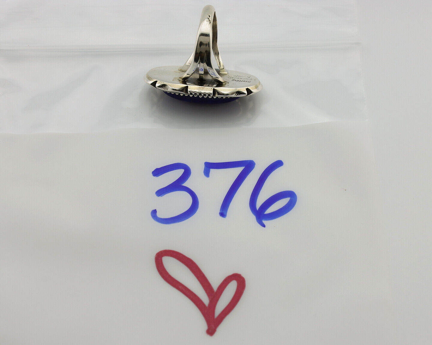 Navajo Ring 925 Silver Natural Lapis Lazuli Artist Signed William Denetdale C80s