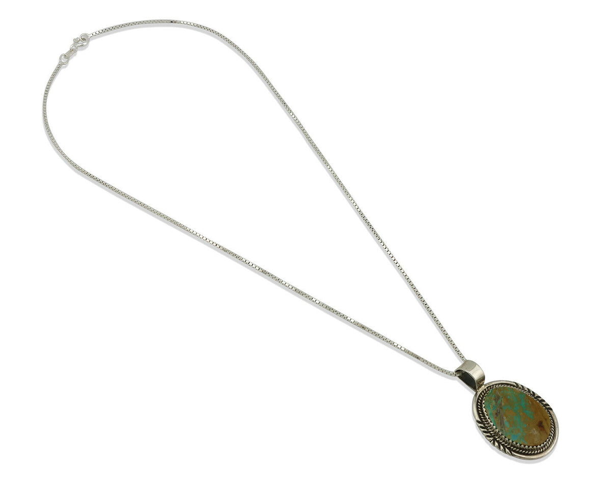 Navajo Pendant .925 Silver Natural Turquoise Artist Signed AB C.80's