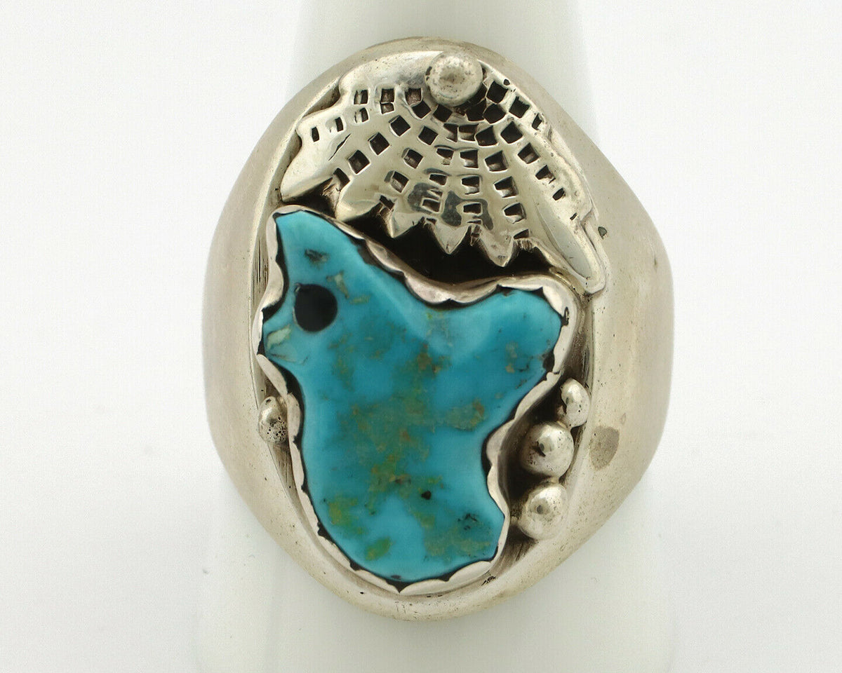 Zuni Ring .925 Silver Sleeping Beauty Turquoise Artist EBY C.80's