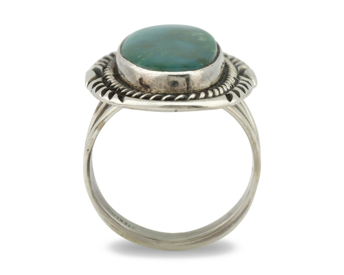 Navajo Ring .925 Silver Kingman Turquoise Native American Artist C.80's