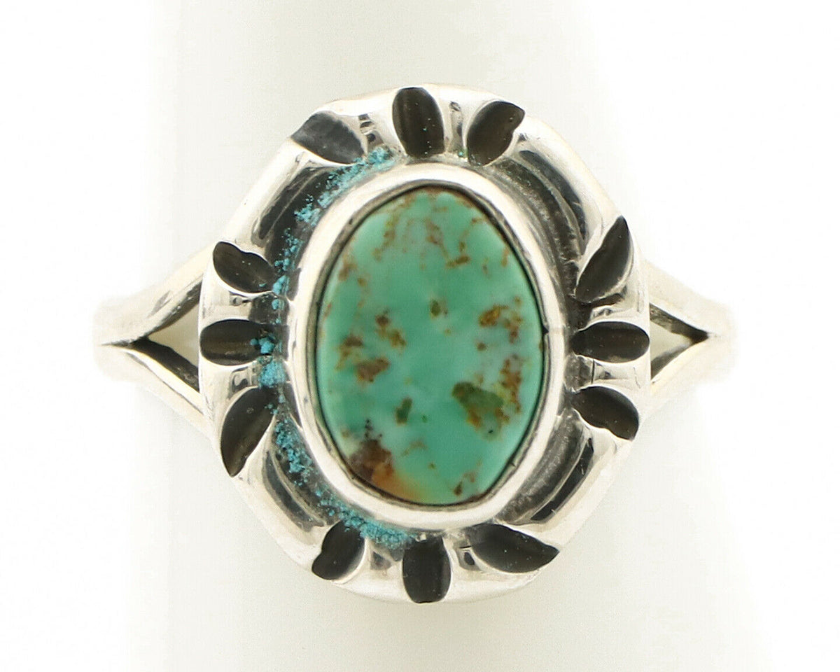 Navajo Ring .925 Silver Kingman Turquoise Artist Signed Gecko C.90's