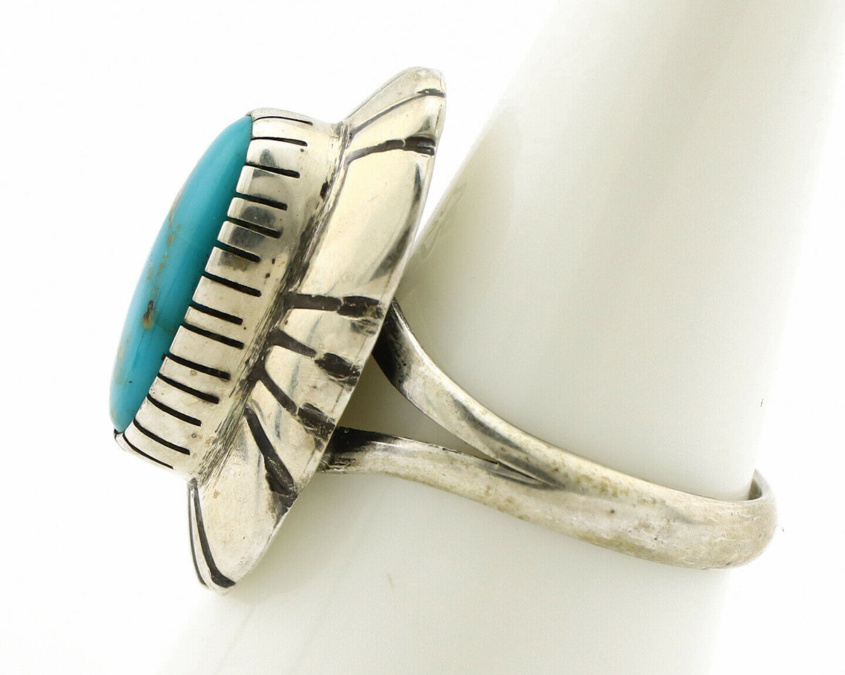 Navajo Ring .925 Silver Arizona Turquoise Signed M Montoya C.80's