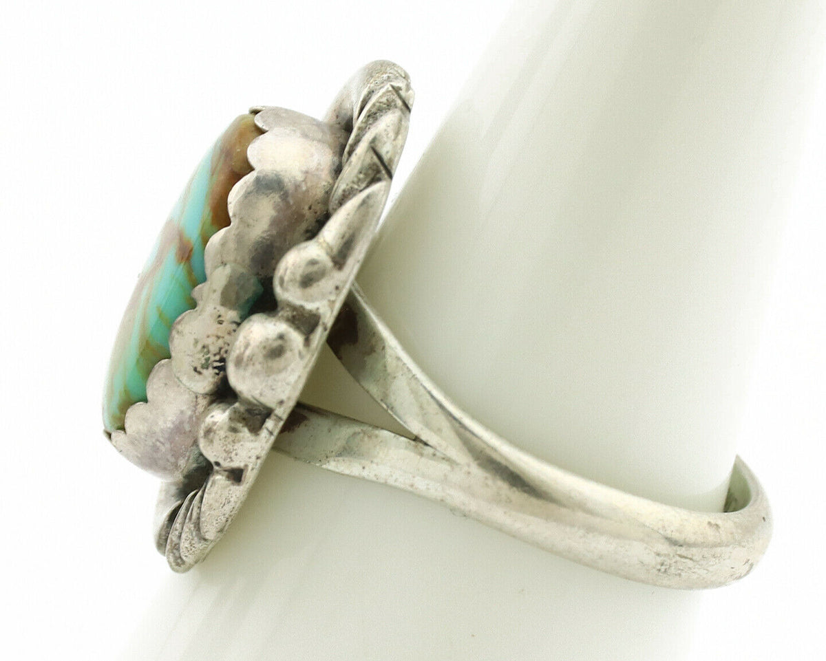 Navajo Ring .925 Silver Kingman Turquoise Native American Artist C.1980's