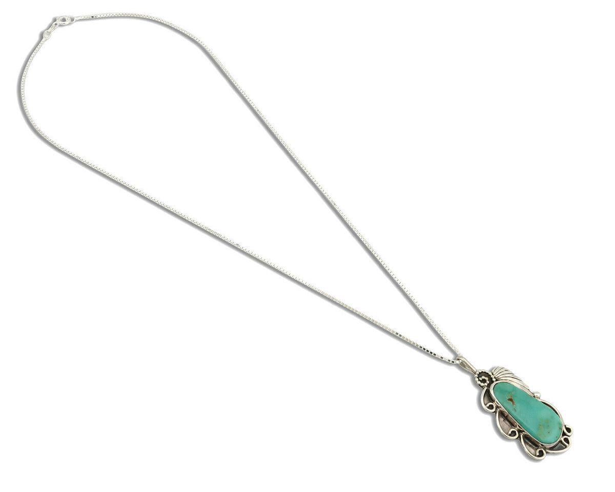 Navajo Necklace .925 Silver Kingman Turquoise Native Artist C.1980's