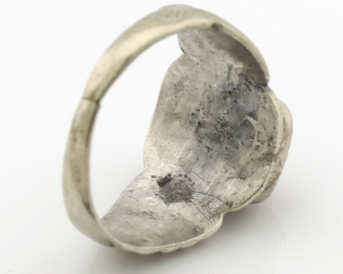 Zuni Ring .925 Silver Natural Turquoise & Coral Native American Artist C.1980's
