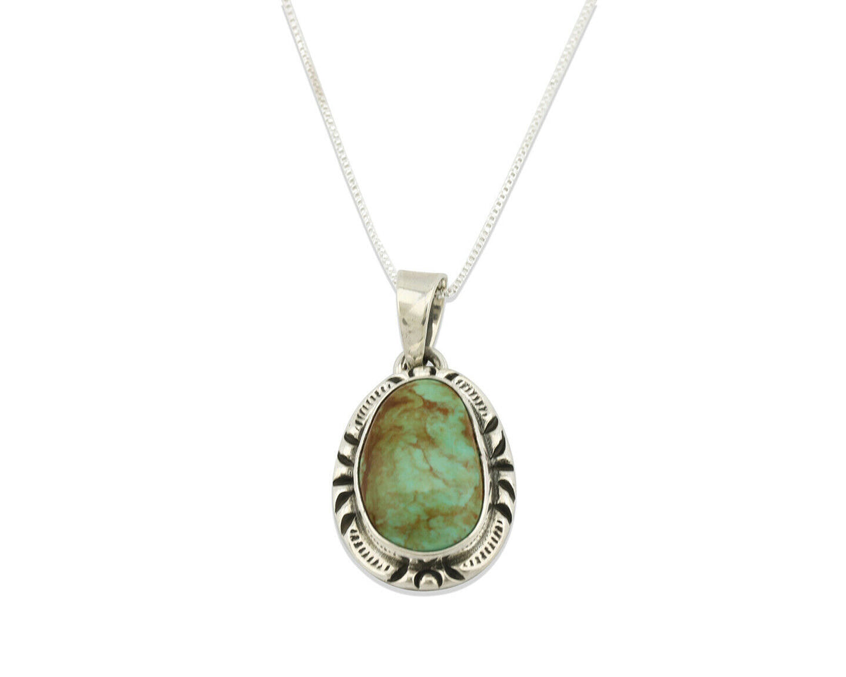Navajo Pendant .925 Silver Kingman Turquoise Artist Signed Gecko C.80's