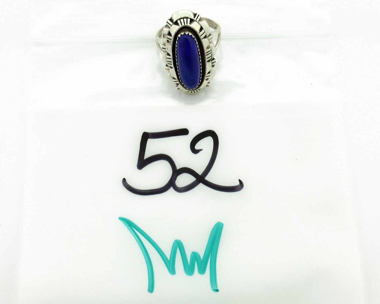 Navajo Handmade Ring 925 Silver Natural Lapis Lazuli Artist Signed RMJ C.80's