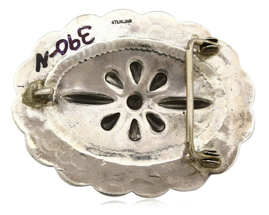Navajo Belt Buckle .925 Silver Hand Stamped Artist Native American C.80's