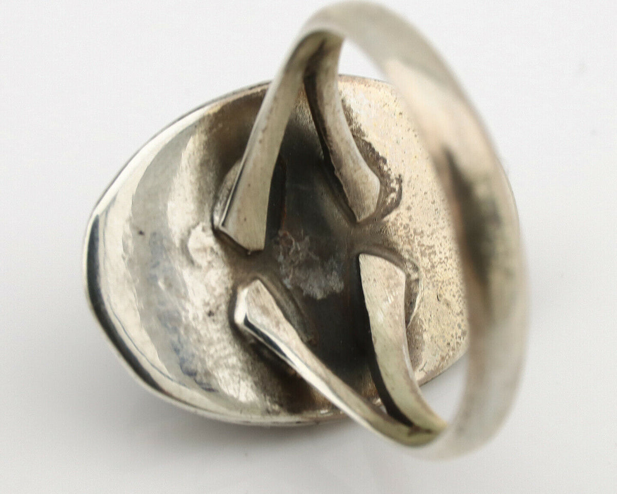 Navajo Ring .925 Silver Kingman Turquoise Native American Artist C.1980's