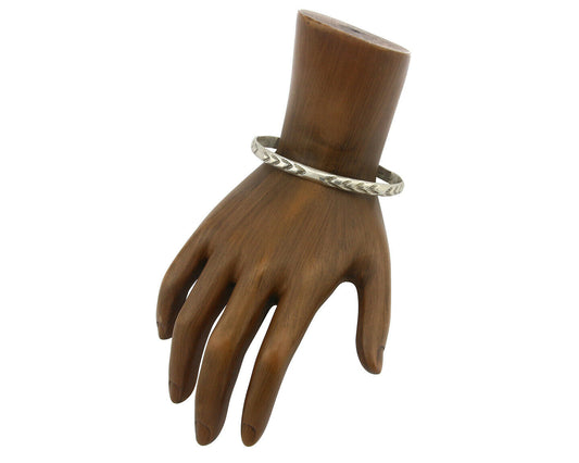 Navajo Bracelet .925 Silver Hand Stamped Arrow Head Artist I Montoya C.80's